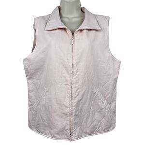 Eileen Fisher Vest Fleece Lined Zip Up Funnel Neck Pale Pink Women's Medium